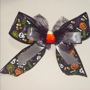 Halloween Themed Hair Bow with Candy Corn Accent